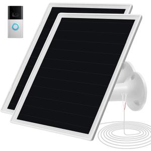 Solar Panel Charger for Ri ng doorbell Camera, Compatible with Ring Video Doorbell 3/3+/4, Battery Video Doorbell Plus, Not for Ring Video Doorbell 2, Waterproof, 6W Fast Charging (2Pack)