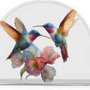 Napkin Holder Highland Watercolor Flowers Hummingbirds Acrylic Tissue Dispenser Non-Slip Holds 50-60 Napkins Freestanding Tissue Dispenser Box, for Kitchen Dining Car Decor