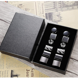 6-Pair Classic Mens Cufflinks for Wedding & Business | Stylish Metal Cufflink Set with Gift Box Packaging