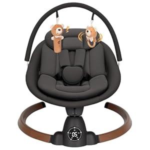 Baby Swing for Infants, Electric Baby Swing with Bluetooth, Portable Infant Swing with 5 Speeds, 10 Lullabies, 5-Point Harness & Remote Control, for Newborns Infants Indoor Outdoor Use (Black)