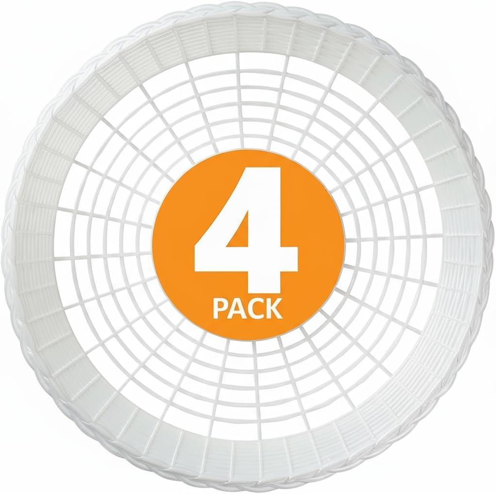 Maryland Plastics 9" Paper Plate Holders  4-pack, USA Made, Reusable Heavy-Duty Wicker-Style Holders, white, Dishwasher-Safe, Perfect for Parties & Picnics (White)