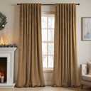 Velvet Curtains 84 Inch Length 2 Panels Set Gold Brown Light Blocking Thermal Insulated Room Darkening Window Drapes Soft Luxury Curtain for Living Room Bedroom Back Tab Pleated Pocket 7ft Long Golden