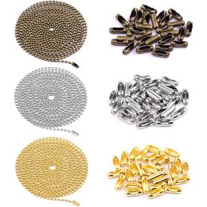 Swpeet 3Pcs 3 Colors 120" Metal Ceiling Fan Pull Chain Extension with 90Pcs Matching Connectors Kit, Durable & Strong Bearing Rust Proof 3mm Beaded Extension Chains for Ceiling Fan or Light