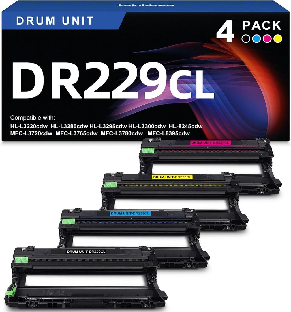 DR229CL Drum Unit Compatible Replacement for Brother DR229CL DR-229CL for Brother HL-L3220CDW L3280CDW L3295CDW L3300CDW MFC-L3720CDW L3780CDW L3765CDW L8395CDW Series Printer 4 Pack (Drum Only)