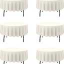 BRILLMAX 6 Pack Ivory Round Tablecloths 70 Inch for 30-48 Tables - 150 GSM Polyester Fabric, Standard Drop, Water, Stain & Wrinkle Resistant Cloth Cover for Wedding Reception Banquet Dining Party