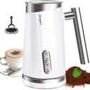 Huogary Milk Frother, 4 in 1 Electric Milk Steamer, Automatic Hot & Cold Foam Maker, Milk Warmer for Coffee, Latte, Cappuccino, Macchiato, 120V White