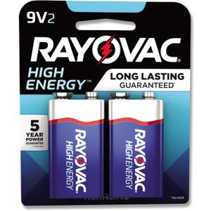 Rayovac Alkaline 9Volts Battery, 2 Pack