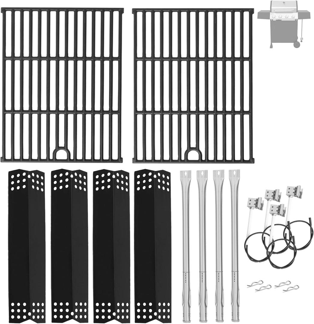 Grill Parts Kit for Expert Grill 4 Burner 720-0789H, Grill Grate, Heat Shield and Burner Kit for Expert Grill Parts XG1136207123002, Expert Grill Replacement Parts 4 Burner XG19-101-002-02