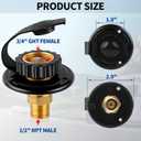 RV City Water Fill Inlet Flange Check Valve Water Hookup Connector 3/4 NH Female to 1/2 NPT Male Mount Lead-Free Brass Flush RV Water Backflow Preventer with Dust Plug for RV Camper Motorhome