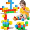 Magnetic Blocks,1.42 inch 32pcs Large Magnetic Building Block for Toddlers 3 4 5 6 7 8 Year Old Boys Girls Color Magnet Cubes Learning Toys for Kids 1-3 Sensory Toys Age 4-8 Gift