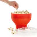 Lku Microwave Popcorn Maker | Standard | Red | Fast, Healthy Pop-Up Popcorn Bowl, Cooks 2-3 Servings in 3 mins | Folds Down to Save Space, No Oil Needed, Includes Fat-Free Recipes | Dishwasher Safe