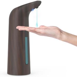Automatic Soap Dispenser Touchless 13.5oz/400ml with Infrared Sensor 4 Adjustable Soap Levels Liquid Hand Soap Dispenser for Bathroom Kitchen Durable Plastic (400ml Deep Grain)