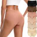 INNERSY Women's Seamless Underwear No Show Invisible Hipster Panties Full Coverage Briefs 6-Pack (Medium)