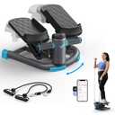 MERACH Mini Stepper for Exercise, Twist Stair Stepper 330LBS Capacity, Stepper Exercise Equipment with Resistance Bands for Full Body Workout at Home