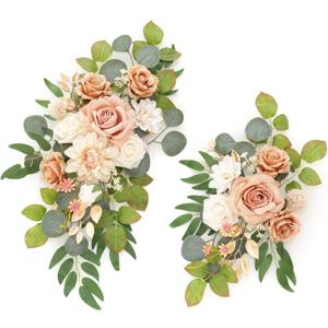 Flrunwu(Pack of 2 Artificial Flowers Decorations,Centerpieces for Wedding Reception Backdrop Decoration, Floral Decor Wall Home Entryway OutdoorDecorations (Terracotta)