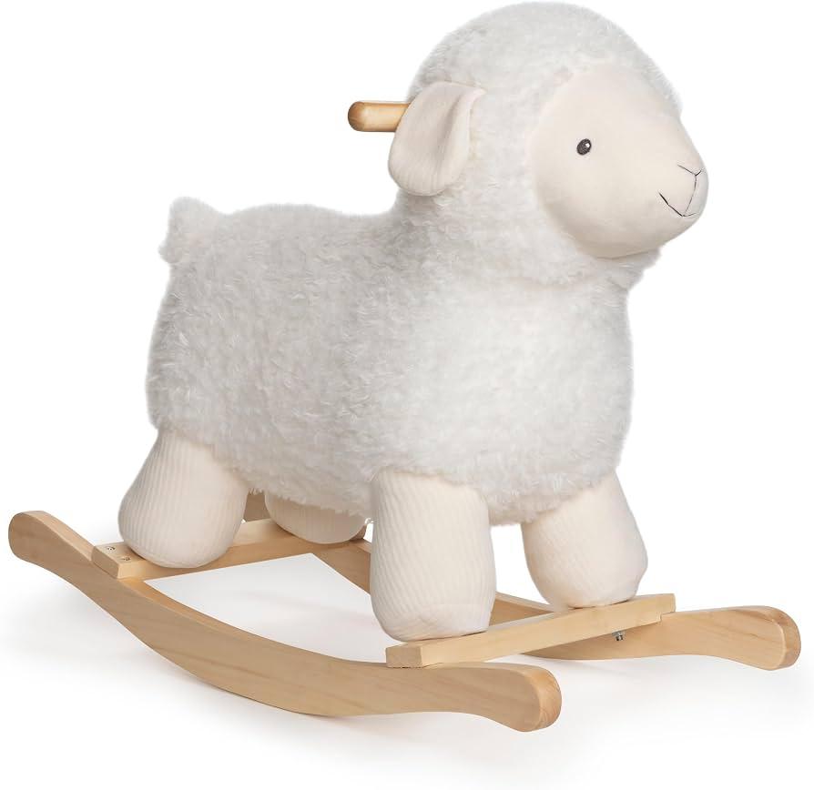 Gund Gotta Getta 6056021 Baby Lamb Rocker with Wooden Base Plush Stuffed Animal Nursery, Cream, 21.5"