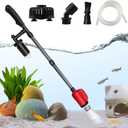 Electric Aquarium Vacuum Gravel Cleaner, 36W 6 in 1 Multifuction Automatic Fish Tank Gravel Cleaner Vacuum for Wash Sand & Water Changer (Red)
