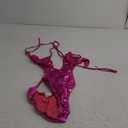 Sexy Metallic Bodysuit Tops, Snap Crotch, Pool Party Rave Outfits (6-8, Hot Pink)
