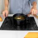 Glass Cutting Board 16"x12": Tempered Glass Kitchen Counter Protector - Durable- Scratch-Resistant, Heat-Proof - Design 1 - Black Marble Effect