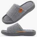 VeraCosy Ladies Open Toe Slippers Terry Cloth Slip on Women's House Shoes Size 7-8