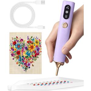 Electric Diamond Painting Pen, Vacuum Diamond Art Pens Cordless & Quiet, Adjustable Suction Mode, Diamond Painting Tool Supplies for Adults, Purple