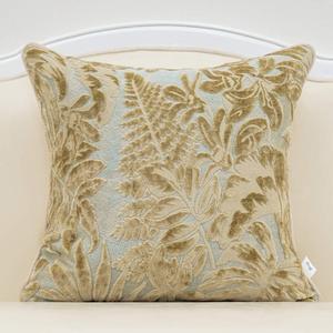 18 x 18 Inch Beige Square Maple Leaf Pillow Embroidery Cut Velvet Cushion Case Luxury Modern Lumbar Throw Pillow Cover Decorative Pillow for Couch Sofa Living Room Bedroom Car
