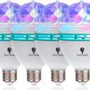4 Pack Color Rotating Bulb E26, RGB Color Changing Party LED Bulbs Colored LED Strobe Light Bulb Multi Crystal Stage Lights for Disco, Birthday Party Club Bar for Parties, Photography