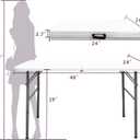 Gocamptoo Folding Table,4ft Indoor Outdoor Heavy Duty Portable Folding Square Plastic Dining Table w/Handle, Lock for Picnic, Party, Camping (4 FT)