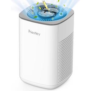 Priestley Small Air Purifiers for Home Bedroom Dorm Office Desktop, 20dB Quiet 3-in-1 HEPA Air Purifier with Essential Oil Diffuser, Air Filters Smoke, Allergies, Pet Dander, Odor, Dust (Small Rooms Up to 346 Sq Ft, WHITE)