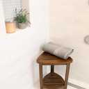 ALA TEAK Wood Bath Spa Shower Stool Corner Bench Stool Fully Assembled