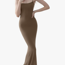 PUMIEY Women's Soft Lounge Long Slip Dress Sexy Sleeveless Backless Bodycon Maxi Dresses for Women Hazelnut, Small size
