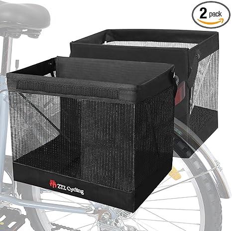 Bicycle Grocery Panniers, 2PCS Foldable Bike Panniers Bags for Rear Rack, Rear Bike Basket Ebike Rear Rack Bags for Shopping Cycling Traveling Commuting(2 Pack)