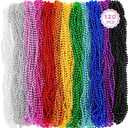 Bead Necklace, 120PCS Mardi Gras Beads, 33" Colorful Mardi Gras Beads Necklaces, Women Men Party Costume Accessories Parade Throws Bulk Party Favors for Christmas Pirate Carnival