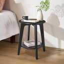 Side End Table Round Black Beside Table Sofa Table Nightstand Modern End Table 2-Tier Small Accent Tables Great for Small Spaces Living Room Bedroom, 16 inches x 16 inches x 20.5 inches