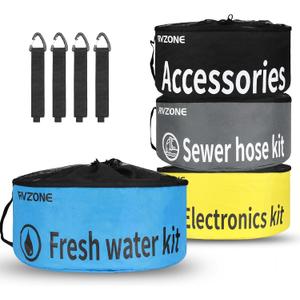 RV Hose Storage Bag, RV Sewer Hose Storage 4 Packs Waterproof Camper Accessories RV Equipment Storage Utility Bag for Sewer Hoses, Fresh Water Hoses, Electrical Cords and RV Accessories