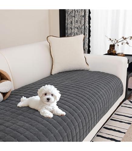 MYSKY HOME Sofa Cover, Couch Cover for Dogs Washable, Sectional Couch Covers, Sofa Slipcovers for 4 Cushion Couch Sofa, Anti Slip Furniture Protector Covers for Pets (Dark Grey, 34"x 94", Only 1 PCS)