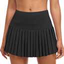 JoyGirl Womens Pleated Tennis Skirt High Waist Golf Skort | Built-in Shorts with Pockets, Mini Athletic Skirt, Breathable, for Tennis Golf Pickleball Workout (Black), Large