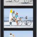 MIMOSA MOMENTS 7x13 Black Wood Three Photo Collage Frame, Family & Wedding 4x6 3 Frame