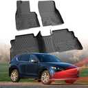 Carbon Fiber Floor Mats for Mazda CX-5 2017-2020/2021 2022 2023 2024 2025, All Weather Protection TPE Car Mats Custom Car Liners Accessories, Front & 2nd Row Floor Liners Set, Black