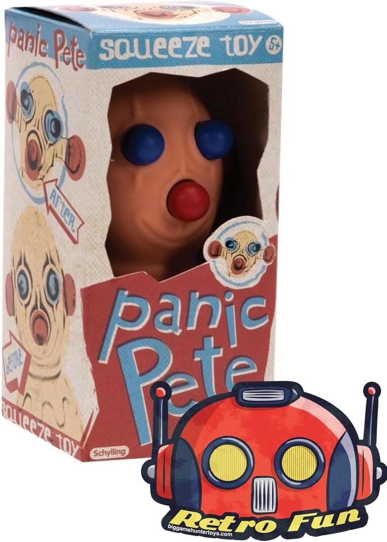 Big Game Toys~Panic PETE Eyes Bug Out Squeeze Toy Stress Relief Ball Popping Martian bob New with Free BGT Sticker