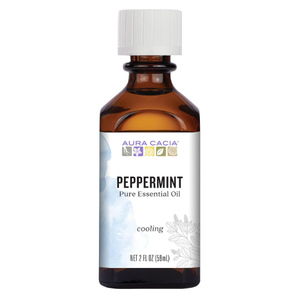 Aura Cacia Peppermint Essential Oil, 2Ounce, Cools Skin, Fresh Minty Aroma, No Synthetic Fragrances, Color or Preservatives
