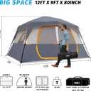 UNP 2/4/6/8 Person Tent, Portable Cabin Tent, Camping Tent 4-Person Easy Set Up, Waterproof with Top Rainfly for Outdoor Camping/Hiking