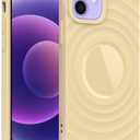 Case for iPhone 12, Thin Slim Stylish Ripple Pattern Design, iPhone 12 Pro Protective Cover 6.1 inch, Yellow