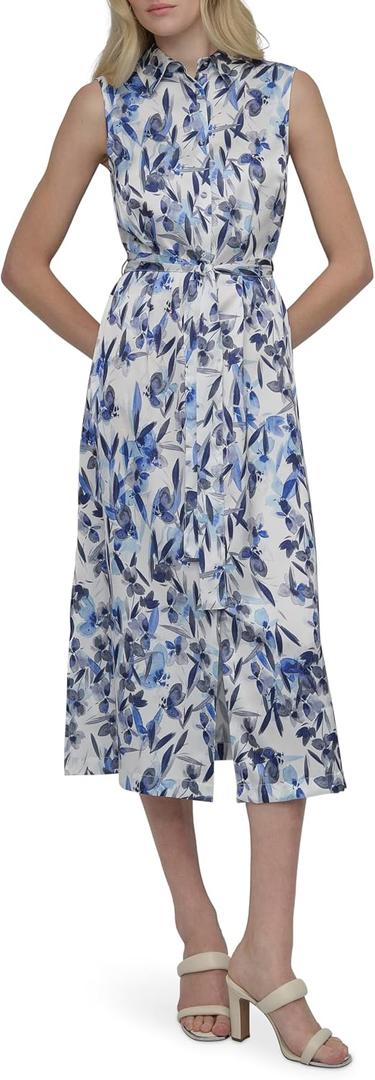 DKNY Women's Dress, Cream/Iris, 4