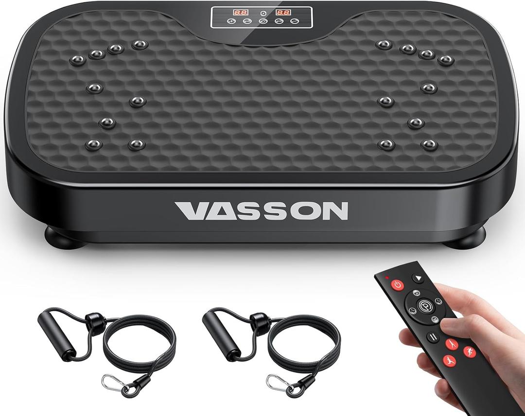 Vasson Vibration Plate Exercise Machine, Power Vibrating Shake Platform for Lymphatic Drainage, Whole Body Vibrate Waver Fitness, Full Body Shaking Board for Home Workouts, Weight Loss, Women (Black)
