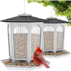 2 Pcs Haning Bird Feeder for Outdoors, Wild Bird Feeders for Outside, Fits for Cardinals, Unique Bird Watching Gift, Standard White, Large Size(2 Pcs)