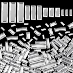 HINZIC 350Pcs Crystal Nail Art Rhinestones Clear Rectangle Flatback Gems Mini Diamond Jewelry Bead for Wedding Dress Shoes Clothing Face DIY Crafts Decor Supplies, 4 Sizes