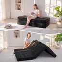MAXYOYO Foldable Sofa Couch Bed, 4 Inch Tufted Folding Couch, Portable Floor Couch with Handles Guest Bed Topper Portable Camping Mat with Corded Fabric, Twin Size, Black