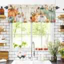 Fall Orange White Pumpkin Valances for Windows 54" W x 18" L Sunflower Sage Green Leaf Thanksgiving Rod Pocket Curtains Valance Short Window Treatment Drapes for Living Room, Bedroom Bathroom Decor