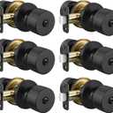 Haidms Matte Black Door Knobs Interior, Bedroom Door Knobs & Bathroom Privacy, Black Round Interior Door Knob 6 Pack